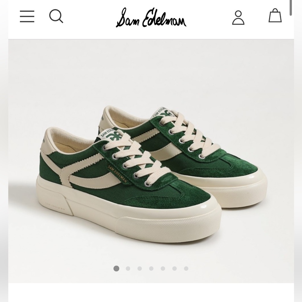 Sam Edelman Bright Pine and Antique White Platform Sneakers